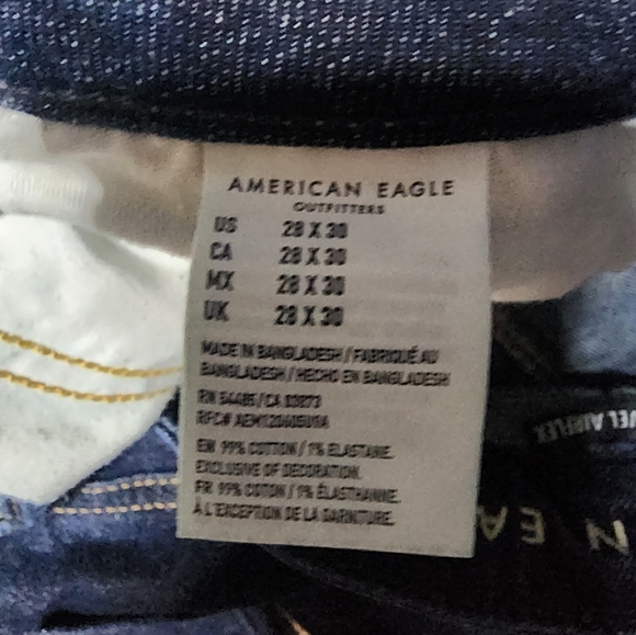 New American Eagle AE Jeans Size 28 X 30 Pants Slim Straight 28x30 Airflex - Picture 4 of 6